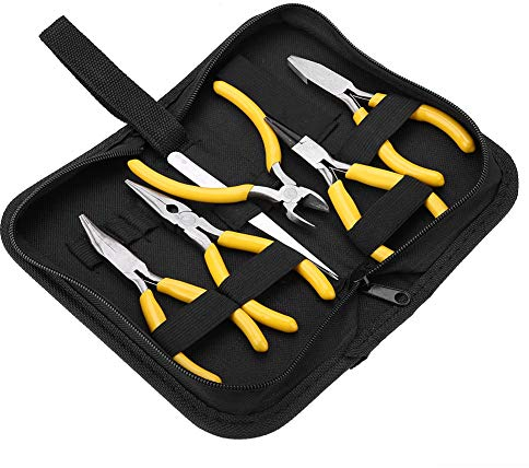 Schmuckzangen-Set, 5-teiliges professionelles Schmuckzangen-Werkzeugset Rundes Mit Aufbewahrungsbox für Drahtarbeiten Perlenarbeiten Schmuckherstellung oder Geschenkverpackungen