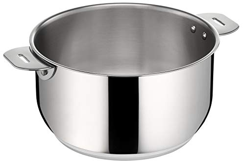 Lagostina Salvaspazio Cacerola de Acero Inoxidable 18/10 Ø 18 cm, Olla Inducción, Gas y Horno hasta 250 °C, Apilable y Fácil de Guardar, Fondo Lagotherm de 3 Capas, Asas con Soportes Remachados