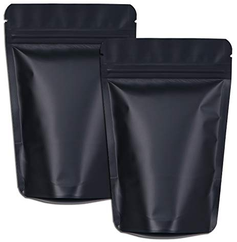 Schwarz Mylar-Beutel Zip Beutel Schwarz 100 Stück 10cmx15cm | Geruchsdichte Beutel Folien-Ziplock-Beutel, wiederverschließbare Stand-Up-Verpackung, Beutel für Lebensmittelaufbewahrung