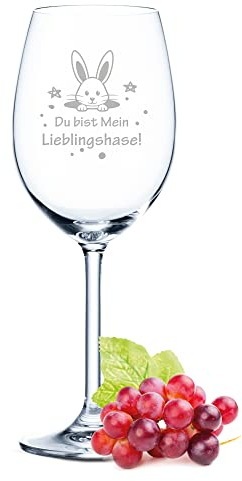 GRAVURZEILE Leonardo Weinglas - Du bist mein Lieblingshase - Hochwertige Lasergravur - als Geschenk zum Osterfest, Valentinstag & Jahrestag - Oster Deko - Geschenke zu Ostern für Sie & Ihn