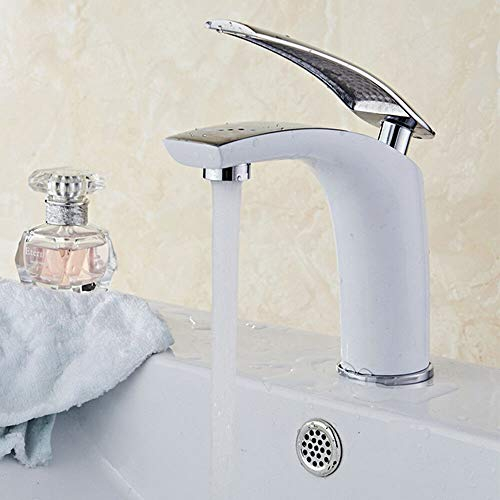 Waschbecken Wasserhahn Bad Waschtischarmatur Weiß Armatur Einhebel Mischbatterie Metall Badarmatur Elegante Einhandmischer für Badezimmer