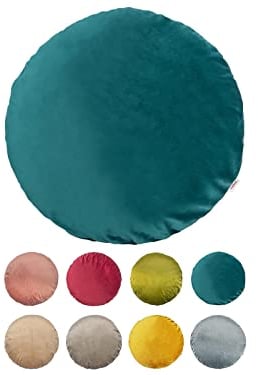 beties Samt&Sonders Serie, Kissenhülle ca. Ø 40 cm in Petrol mit dekorativer Jeansnaht, aus deutschem Unternehmen in hochwertiger Qualität