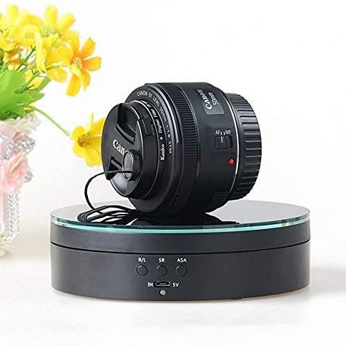 DHRH Drehteller Elektrisch，Présentoir Rotatif ， Plateau tournant avec Art en Verre de Cristaux, Socle d'affichage Rotatif pour Images,/26 cm/Noir