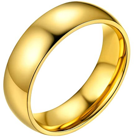 Bestyle Anelli Uomo Oro Anello Semplice Acciaio Anello Acciaio Donna Fedina Misura 22 6mm Oro con Confezione Regalo