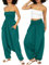 Jumpsuit Damen Sommer – vielseitiger 2-in-1-Einteiler aus Baumwolle – Overall wird durch Runterziehen zur Haremshose - mit Taschen & elastischem Bündchen an Taille und Knöchel – grün Smaragdgrün