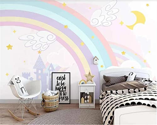 Nordic handgemalte Tapete Cartoon Regenbogen Kinderzimmer Dekoration Malerei Hintergrundtapete 400Cm*280Cm