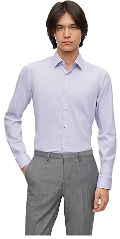 HUGO Herren Kenno Slim-Fit Hemd aus Baumwoll-Mix mit Popeline-Struktur Flieder 37