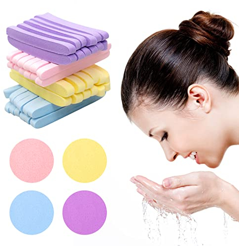 Spugne per il viso compresse, 48 pezzi, spugna per la pulizia del viso, spugna morbida per la pulizia del viso, esfoliante, rimozione del trucco, cura del viso, pulizia del viso