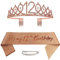 12. Geburtstag Schärpe Und Tiara, Krone 12 Roségold Kristall Geburtstagkrone Set,Rose Gold Geburtstagskrone Schärpe Deko Birthday Crown für Mädchen Frauen Birthday Party Accessoires