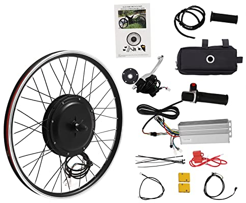 Esyogen Elektrisches Fahrrad Umbausatz 26 E-Bike Vorderradnabenmotorrad 48V 1000W BüRstenloses Getriebe-Nabenmotor-Kit,55Km/H
