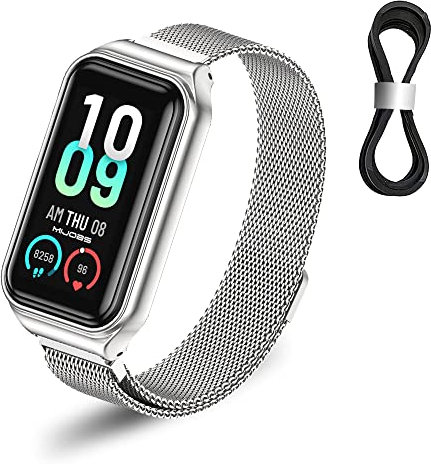 SeNool Correa Compatible con Amazfit Band 7, [Metal de Acero Inoxidable Pulsera de Repuesto] [Resistente Desgaste] Muñequeras Compatible con Amazfit Band 7 - Plata
