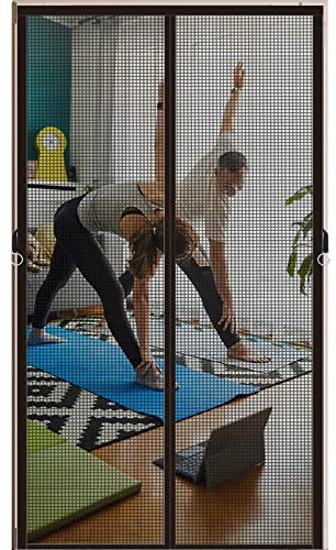 Magnet Fliegengitter Balkontür 85x200cm, Fliegengittertüren mit Aufkleber Flachkopfnadeln Magneten Fliegenvorhang Ideal für Zimmertür doppelte schiebetür, Schwarz