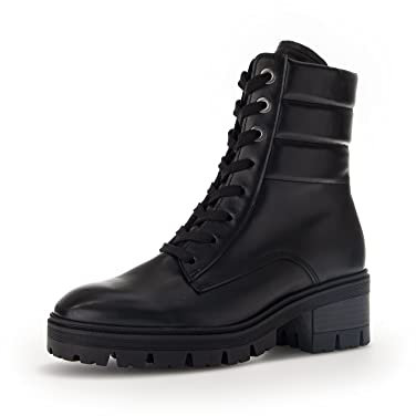 Gabor Damen Combat Boots, Frauen Stiefeletten,Wechselfußbett,Moderate Mehrweite (G),uebergangsschuhe,schwarz (Micro),37 EU / 4 UK