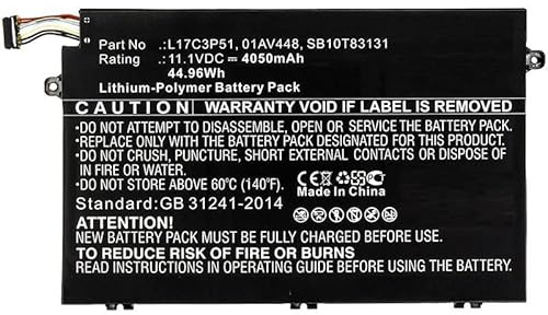 CoreParts Laptop Battery for Lenovo 45W Li-ION, 11.1V 4.05Ah, 01AV448 L17C3P51 SB10K97609 SB10T83 (45W Li-ION, 11.1V 4.05Ah, Lenovo ThinkPad E14, E15, E490, E580)