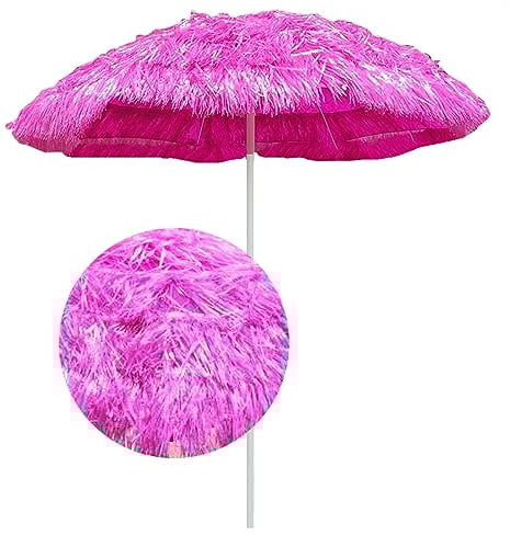 1.8m Hawaiian Geneigter Strohhalm, Outdoor-Strandschirm, Rosafarbener Strohschirm, 45° Neigbar, Höhenverstellbar, Garten-Swimmingpool-Terrassen-Sonnenschirm, Keine Basi ( Color : Pink , Size : 1.8*2.4