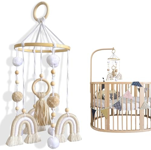 NTGRTY Mobile Baby Windspiele Filz Mobile Baby Bettglocke Regenbogen Mobile Babybett Kinderzimmer Hängende Bettglocke Baby Mobile für Bett Holz Mobile Baby für Baby Mädchen oder Jungen