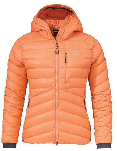 Schöffel W Down Jacket Tschierval Orange - Daunen Leichte wasserabweisende Damen Pertex Quantum Daunenjacke, Größe 42 -