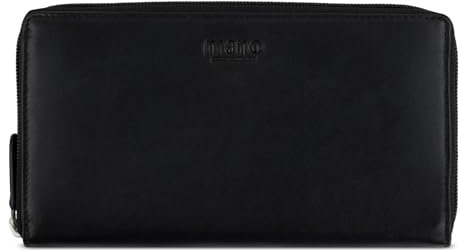 mano Don Andrea RFID Long Lady Wallet with Zip Black