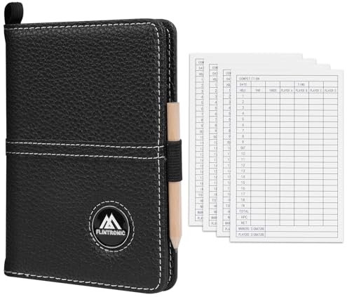 flintronic Scorecard Holder, Golf Scorecard Holder Waterproof, Leather Golf Score Card Wallet with Pen, Golf Scorecard Cover Leather Scorecard for Golf Score Cards Men & Women