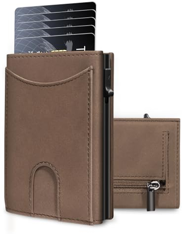 UNOSEKS Geldbörse Herren - Geldbeutel Herren Kartenetui mit RFID Schutz, Slim Wallet mit Münzfach, Portmonee Herren mit ID & Card Cases for Men,Kreditkartenetui bis 1-6 Karten(Kaffeefarbe)