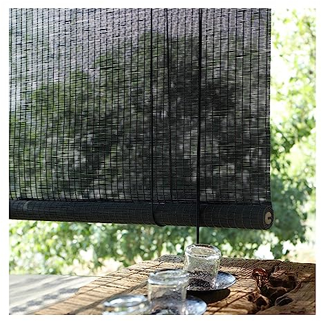 GeRRiT Bambusrollo Outdoor Wetterfest, Lichtdurchlässig Sichtschutz Bambusrollo, Retro Rollo Bambus, Natur Holzrollos, für Fenster und Türen,Anpassbar (W110xH220cm/43x87in)