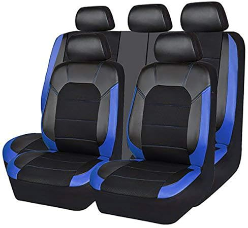 ZDPFDC Auto Leder Sitzbezüge für Opel Tigra TwinTop/Speedster/Signum/Omega A Caravan, Komfortabler wasserdichtes Sitzbezügesets Sitzschutz Auto Zubehör,Blue