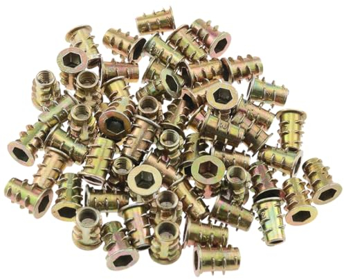 KSJEHW 30 pcs Inserciones de Madera Roscadas Tuercas Hexagonales Juego de Surtido de Tuercas de Remache Tuercas Acero Carbono Galvanizado de Rosca Completa (M5*10mm)