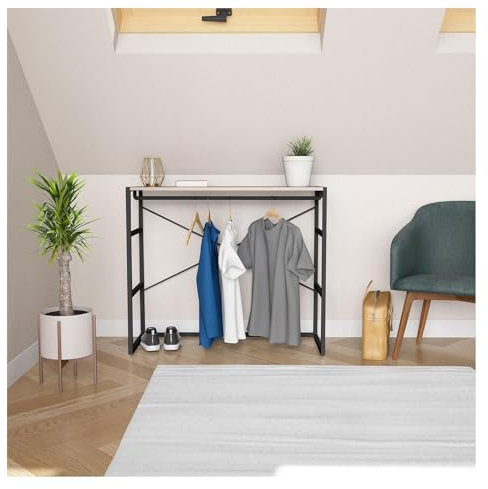 MOB-IN Portant vêtements sous combles Noir KADRA penderie L100 x H85 cm