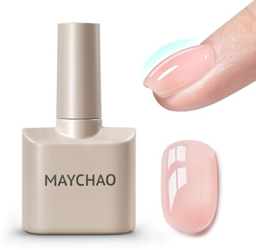 MAYCHAO 7-in-ONE Clear Pink Builder Nail Gel, 15ML Builder Base Strengthening Gel UV/LED Building Nail Gel in a Bottle for Nail Repair Nail Strengthen Hard Gel Builder Nail Extension Gel Builder