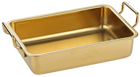 ABNNHK ROLTIN Edelstahl-Tablett, quadratischer Teller, Edelstahl-Gebratenes Hähnchen-Teller, Ohr-Snack-Teller, Süßigkeiten-Dessert-Snack, Trockenobst-Teller, Metall-Tablett-Tell