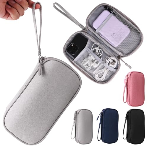 KINMINGZHU Universal Cable Organizer - Electronics Accessories Bag for Charger, Phone, Memory Card, Travel Gadget Bag (Grey)