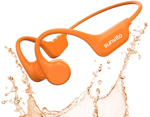 sunvito Cuffie Conduzione Ossea, Auricolari Nuoto Impermeabili IP68, Cuffie Aperte Wireless Bluetooth 5.3, Memoria 32G Integrata per Esercizio all'Aperto, Corsa, Viaggi, Ciclismo, Nuoto