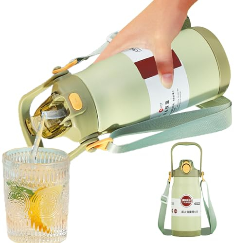 Bottiglia d'acqua termica, bottiglia per bevande termiche | Borraccia da ciclismo per esterni a tenuta stagna da 1300 ml con cannuccia | Soluzione portatile per bere acqua isolata per picnic, viaggi,