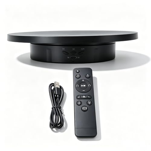 CHEOTIME Rotating Display Stand with remote control, Electric Rotating Turntable 2 in 1 Smart Remote Control Jewelry Display Tray Live Streaming Ornaments Display Stand 5V (plastic 2)