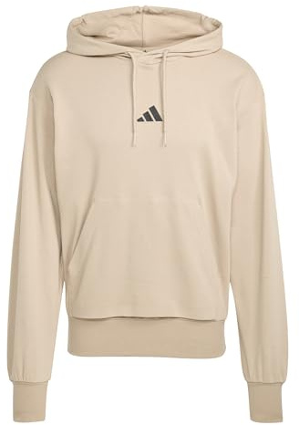 Adidas Uomo Essentials FEELCOZY French Terry Hoodie, Warm Sandstone/Black, L