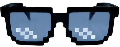 Oblique Unique Spaßbrille Disco schwarz mit weißen Pixeln Retro Pixel Brille für Geburtstag Jubiläum Fasching Karneval Motto Party
