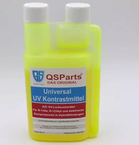 QSParts UV Kontrastmittel Lecksuchmittel für R134a R1234yf und Hybridfahrzeuge 250ml