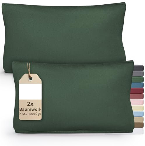 Greenline Kissenbezug Premium Jersey aus 100% Baumwolle Dunkelgrün Doppelpack (2X) 40 x 80 cm Kissenhülle Kissenbezüge