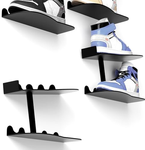 Bingyouth Schuhregal zur Wandmontage Schwebend Wandhalter Metall Schuh Regal Display Schuhablage Schuhregal Ausstellungsständer für Wohnzimmer Schlafzimmer Display Riser Schwarz 1 Stück