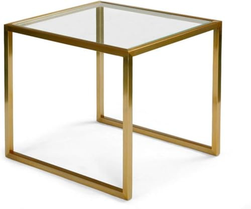 SJAPEX Couchtisch Aus Gehärtetem Glas, Quadratischer Metall-Beistelltisch Für Zuhause, Schlafzimmer, Wohnzimmer, Sofatisch, Ecktisch