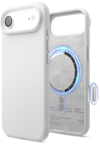 elago Magnetic Silicone Case for iPhone Air White | Compatible with MagSafe, Liquid Silicone Material, Protection, Shockproof, Slim Phone (White)