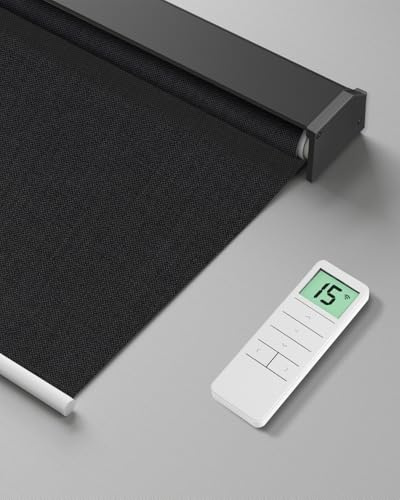 Tokblind Motorized Roller Shade, Blackout Smart Window Blind with Remote | Rechargeable Battery Motor, Remote & App Control, Blackout Privacy & UV Protection, Smart Home Compatible, Custom Made to Fit