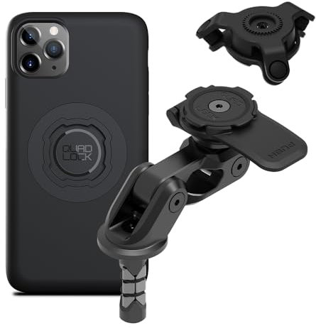 Quad Lock Motorcycle Fork Stem Mount PRO Kit with Vibration Dampener and MAG Phone Case for iPhone 11 Pro Max