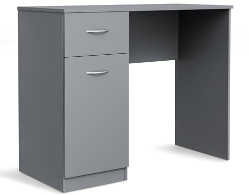 DAKO® Dressing Table or Computer Desk Essential – Compact Vanity with Drawers – Modern Home Office Workstation – 1 or 3 Drawer – Multiple Colours (Grey, 1 Drawer + Cupboard)