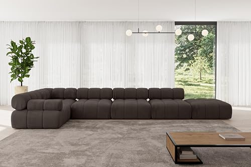 ALTDECOR Modulares Sofa Ecksofa in L-Form Corner modular Sofa Eckcouch Couch Wohnlandschaft Cauchsofa Polstersofa Felto-L3-475x190x70 cm Braun