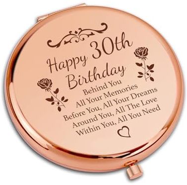 GiftGem 30th Birthday Gifts for Women - Compact Pocket Makeup Mirror, Funny 30th Birthday Gifts, Unique Presents for 30th Birthday, Thoughtful Gift for Her 30th Birthday, Travel Friendly Gifts
