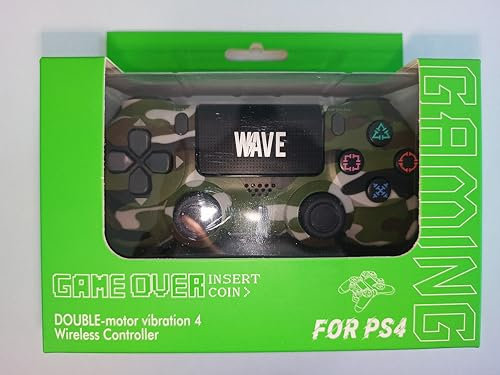 Générique Manette sans Fil WAVE PS4 – Bluetooth – Double Vibration – Camouflage Vert – Batterie Rechargeable – Modèle WA-149