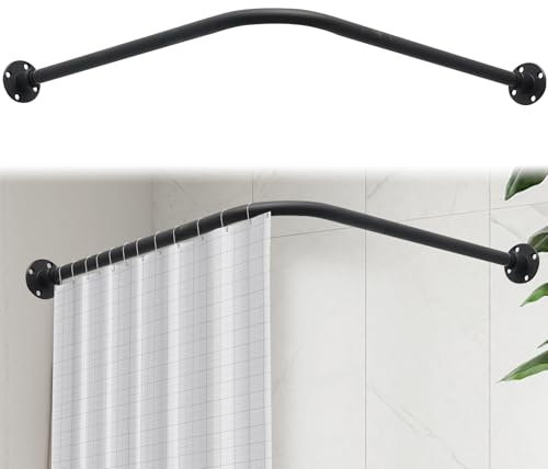 L Form Tringle à Rideau de Douche 68-98cm x 192-222cm Réglable,pas de s'affaissement,en Acier Inoxydable,90 degrés sur l'angle,pour Salle de Bain Baignoire,Magasin de Vêtements, Espace Privé