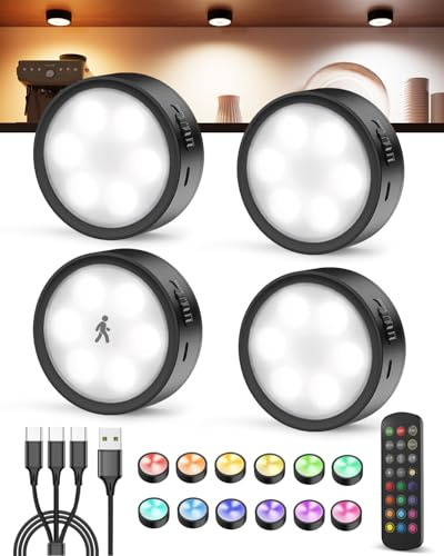 Tedmos Faretto LED Ricaricabili USB con Sensore Movimento, Luce Armadio RGB | Tedmos Luce Armadio Ricaricabili con Sensore Movimento, Luce Vetrina RGB