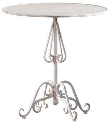 2-teiliges Bistro-Set für den Außenbereich, kleiner Gartentisch aus Metall mit Used-Look, runder Bauernhaus-Stil für Balkon, Hinterhof und Veranda, perfekte Terrassenmöbel für Wohnungen